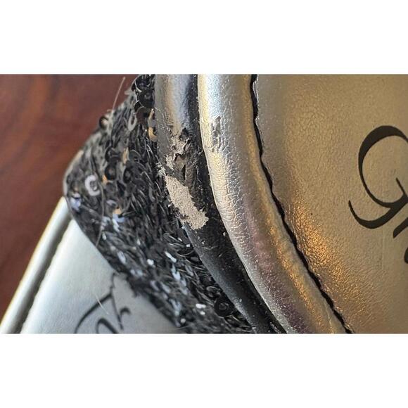 Grazie Black Sequin Rhinestone Wedges Sz 9 - Picture 3 of 6